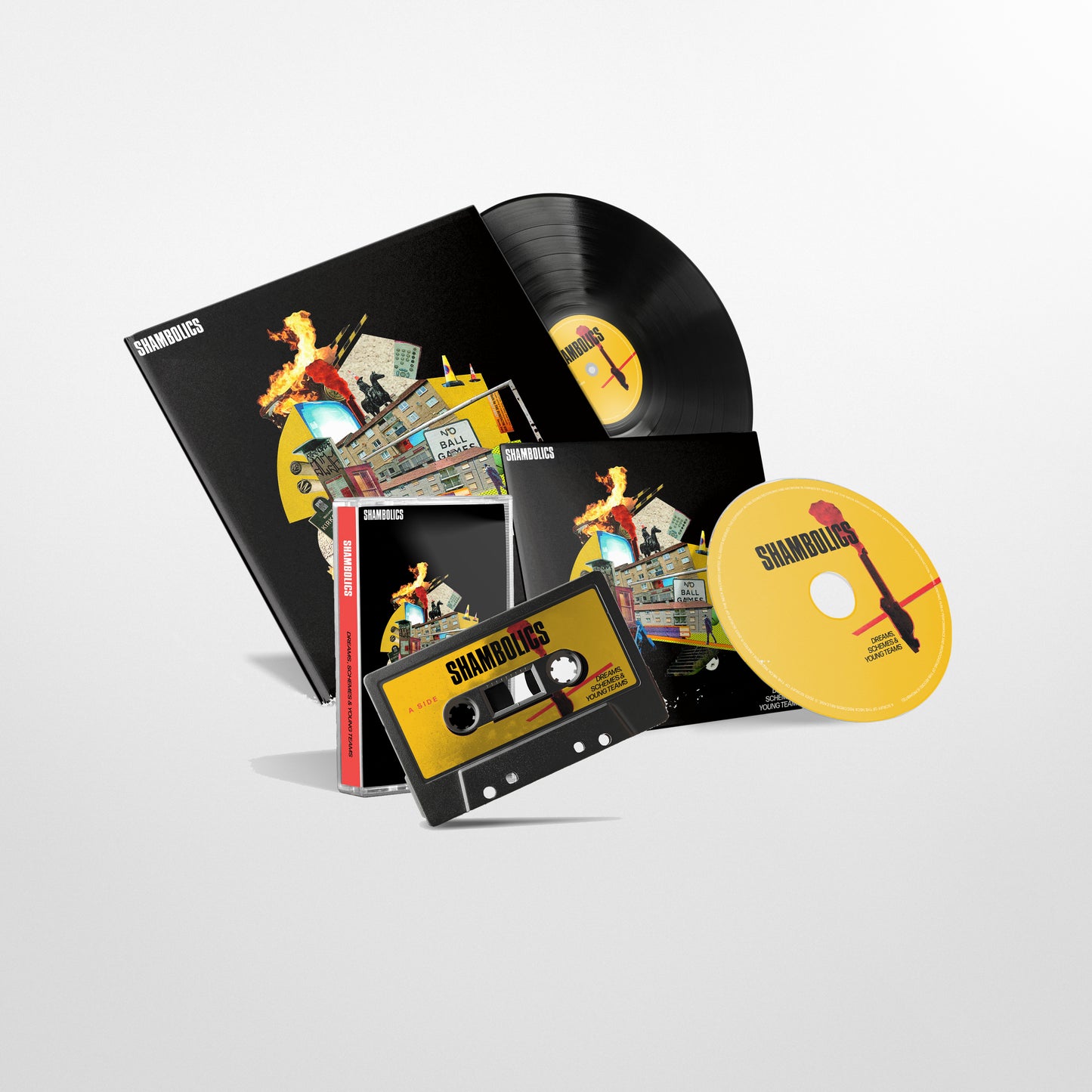 Shambolics - 'Dreams, Schemes & Young Teams' LP - Bundle - Black 12" Disc + CD + Cassette