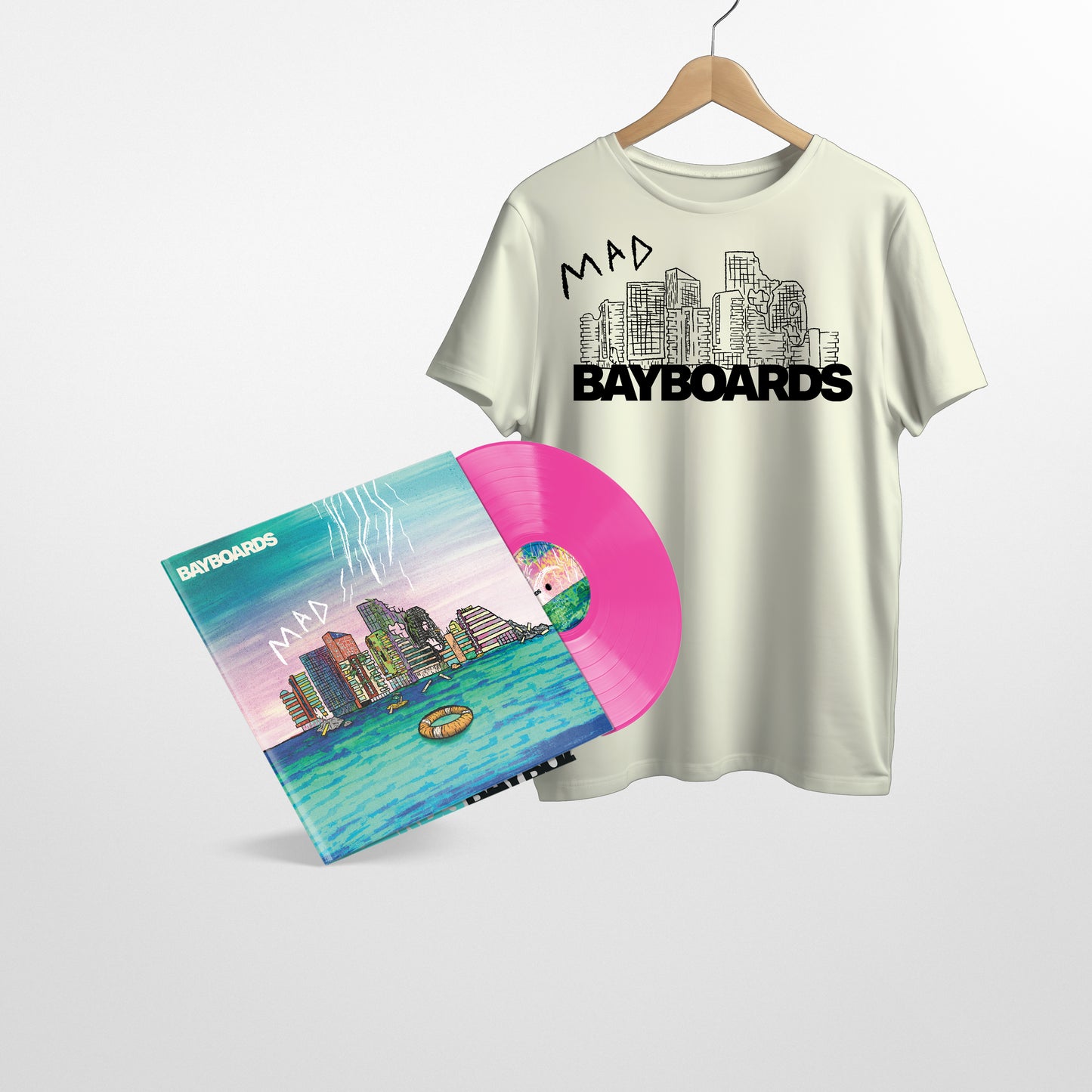Bayboards - 'Modern Age Disaster' EP - Bundle - Pink 12" Vinyl Disc + T-Shirt