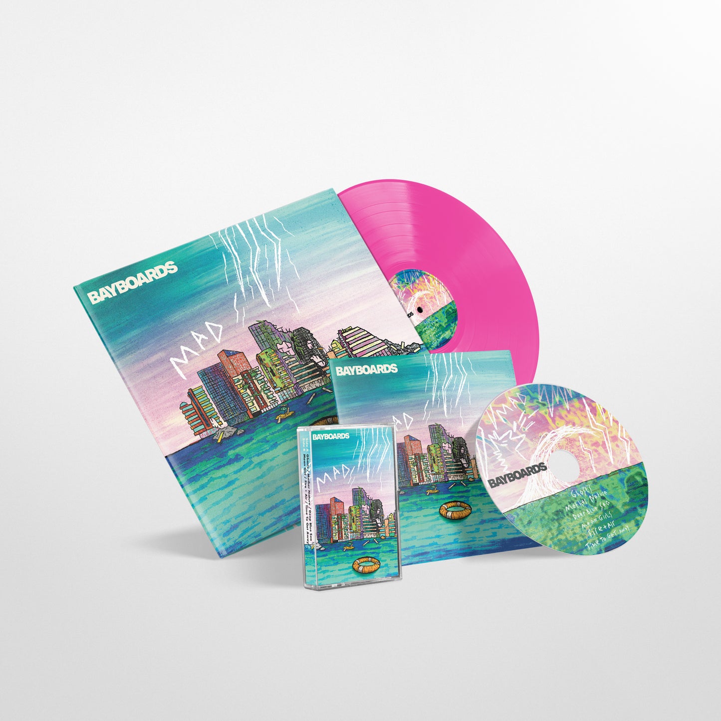 Bayboards - 'Modern Age Disaster' EP - Bundle - Pink 12" Vinyl Disc + CD + Cassette