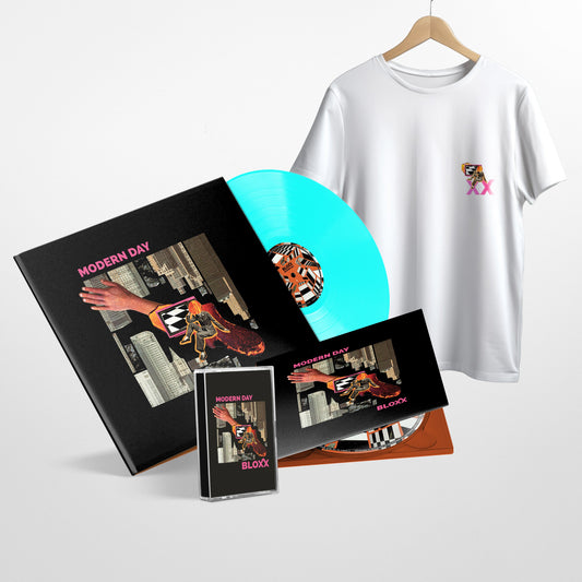 BLOXX - 'Modern Day' EP - Bundle - Aqua 12" Vinyl Disc + CD + Cassette + T-Shirt