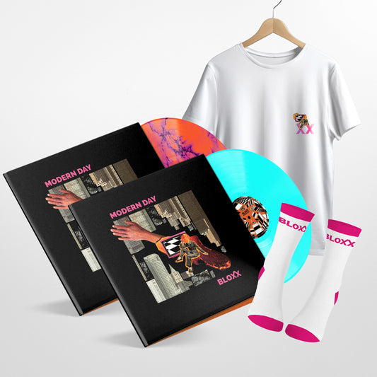 BLOXX - 'Modern Day' EP - Bundle - Aqua 12" Vinyl Disc + Pink and Orange Marble 12" Vinyl Disc + T-Shirt + Socks